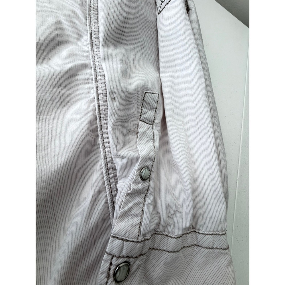 Buckle Black Mens Slim Fit Textured Snap Front Shirt Large White Western Y2K - Picture 9 of 9